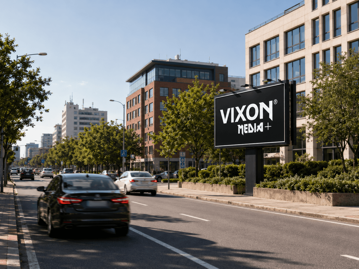 Billboard reklamowy przy ruchliwej drodze miejskiej